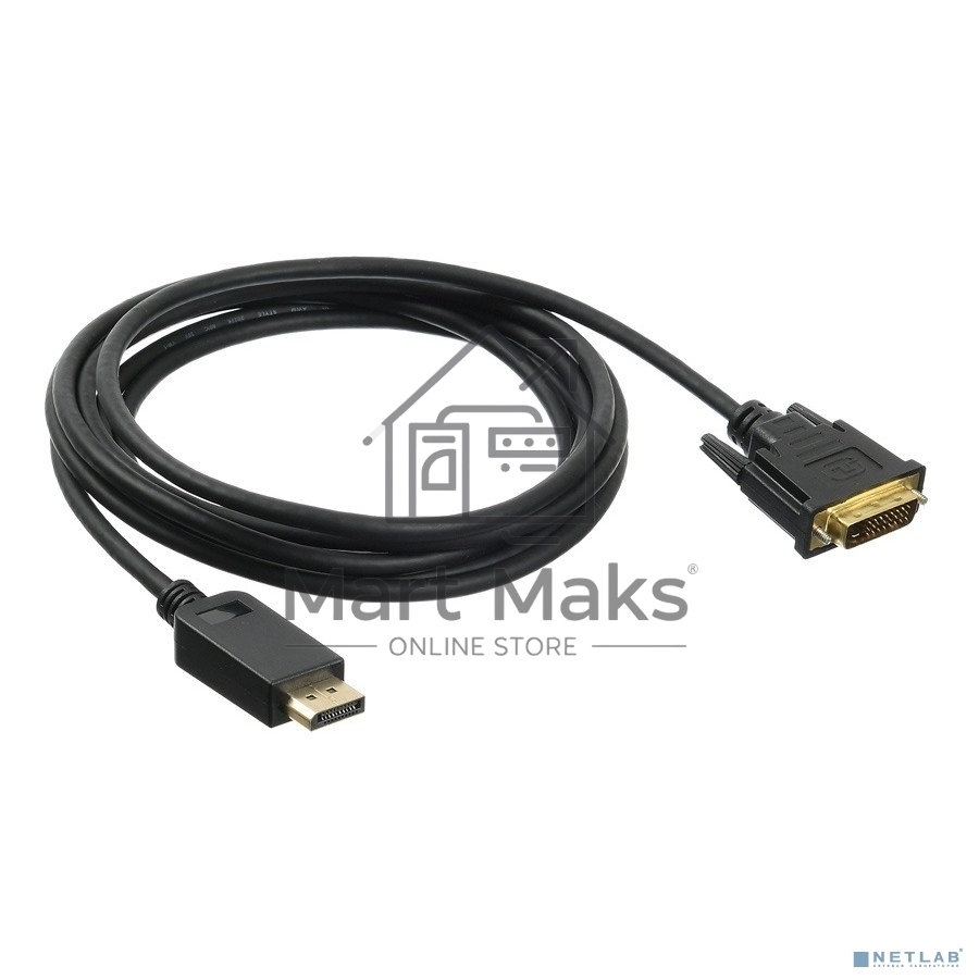 Кабель аудио-видео Buro 1.1v DisplayPort (m)/DVI-D (Dual Link) (m) 3м. Позолоченные контакты черный (BHP DPP_DVI-3)