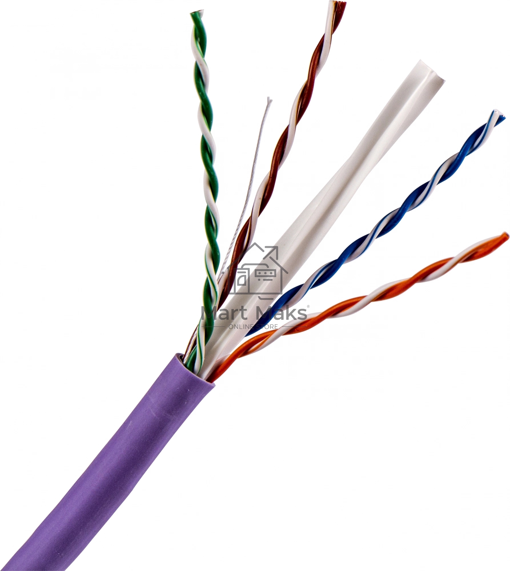 Кабель TWT UTP, 4 пары, Кат.6, нг(А)-LS, IEC 60332-3, 305 метров, фиолетовый