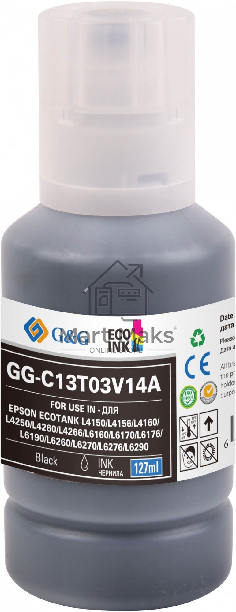 Чернила G&G GG-C13T03V14A 101BK черный127мл для Epson L4150/L4160/L6160/L6170