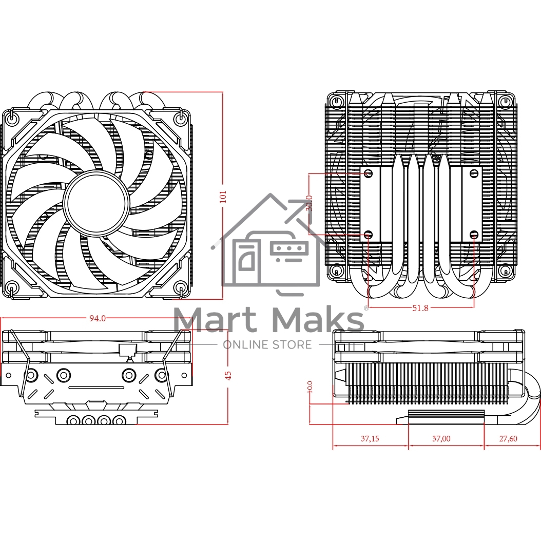 Вентилятор для процессора ID-COOLING IS-40X-V3 Socket AM4/AM5/115x/1200/1700, 92mm, 2800rpm, 35.2 дБ, 95W, PWM 4-pin, Al-Cu (IS-40X-V3 WHITE)