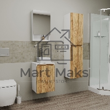 Комплект для ванной, 4 предмета (Тумба Bau Dream Blackwood 40, раковина BAU Mini 24х24, смеситель для раковины высокий Hotel Still, нержавеющая сталь, выпуск клик клак, хром)
