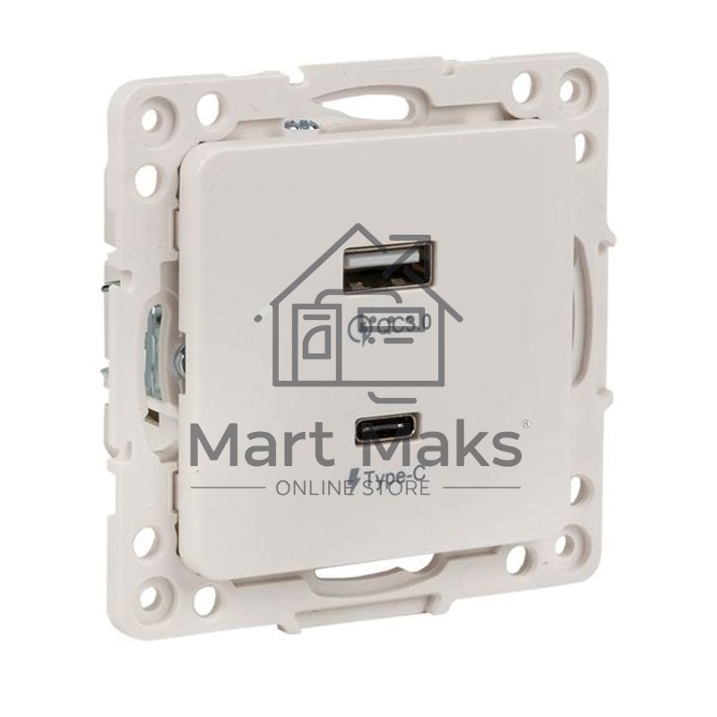 Розетка с 2 USB type A+C PROxima Стокгольм Белый