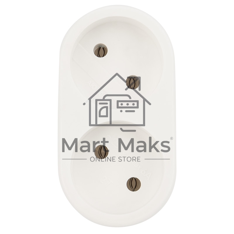 Двойник электрический 6А без заземления, белый Rexant