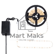 Комплект светодиодной ленты 5 м с блоком питания IP65, теплое белое свечение 3000 К LAMPER