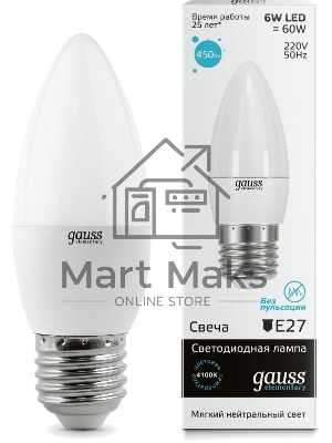 Лампа cветодиодная Gauss LED Elementary Candle 6W E27 4100KLD33226