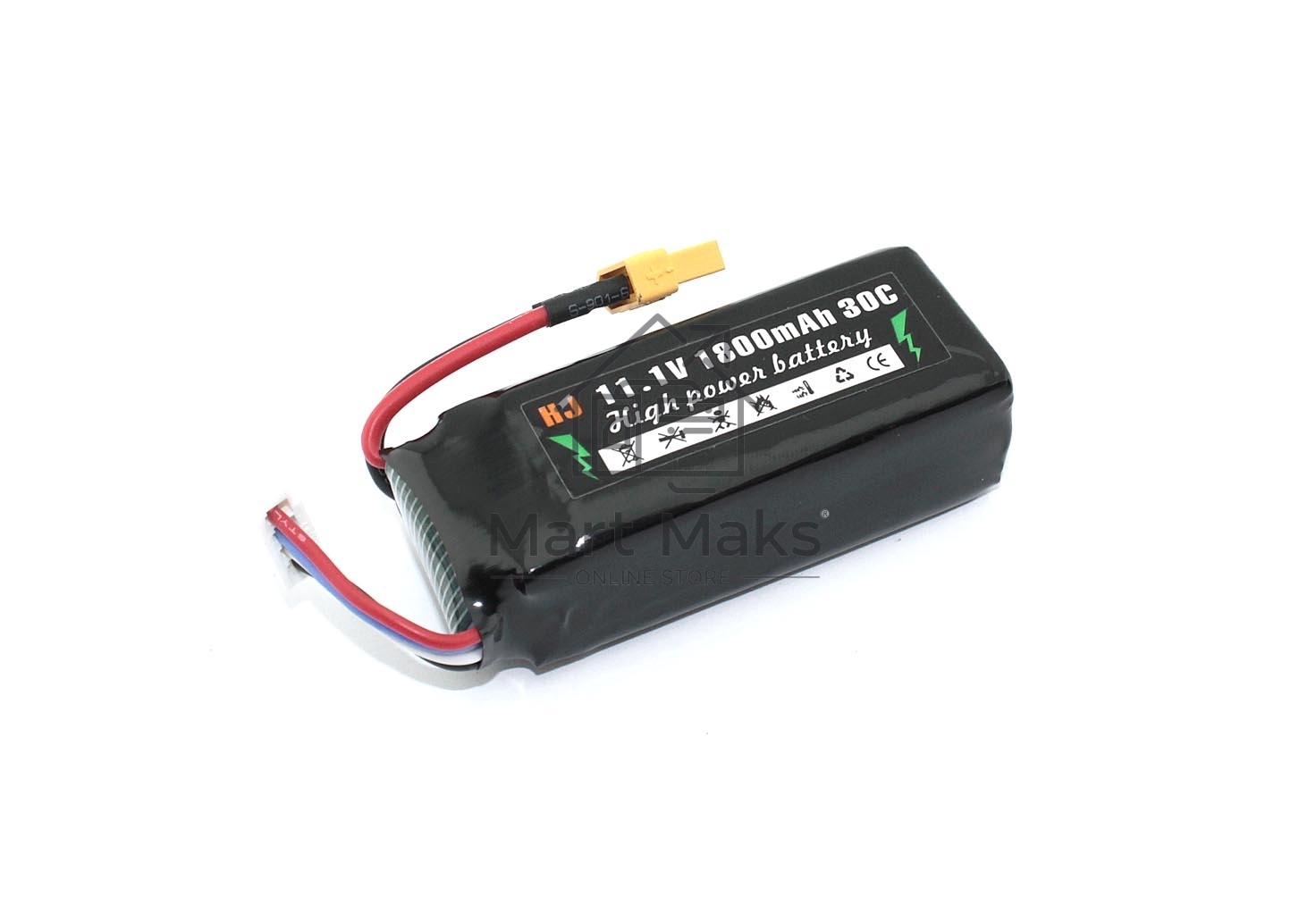 Портативный аккумулятор Li-Pol 11.1v 802555 1800mah разъем XT30-Plug