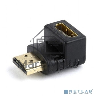 Переходник Cablexpert HDMI-HDMI 19F/19M, угловойсоединитель 90 градусов, золотые разъемы (A-HDMI90-FML)