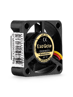 Вентилятор для корпуса ExeGate ExtraSilent ES03010S3P-5 черный, 30 мм, 8500 об/мин, 24 дБ, 3 pin