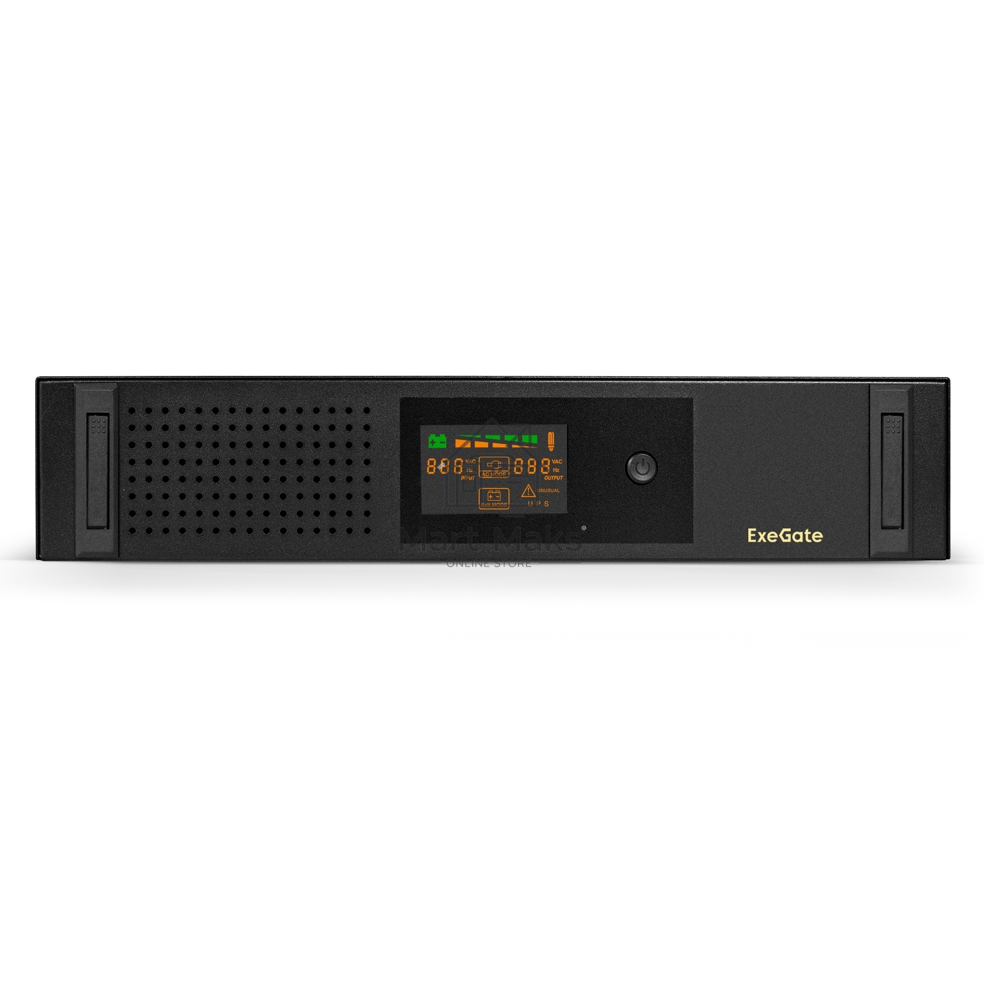 Источник бесперебойного питания ExeGate ServerRM UNL-2000.LCD.AVR.2SH.3C13.USB.2U <2000VA/1200W, Color LCD, AVR, 2*Schuko+3*C13, USB, 2U, установка в стойку, Black>