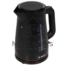 Электрочайник Bosch TWK3M123 черный, 1.7 л, 2400 Вт, скрытый нагревательный элемент