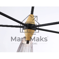 Люстра Ambrella light LH58114/5 BK/LW/SM черный/светлое дерево/дымчатый E14*5 max 40W D660*390