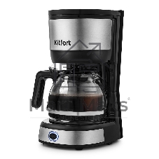 Кофеварка капельная Kitfort КТ-730 черный/серебристый, исп. кофе - молотый, 0,6 л, 750 Вт.