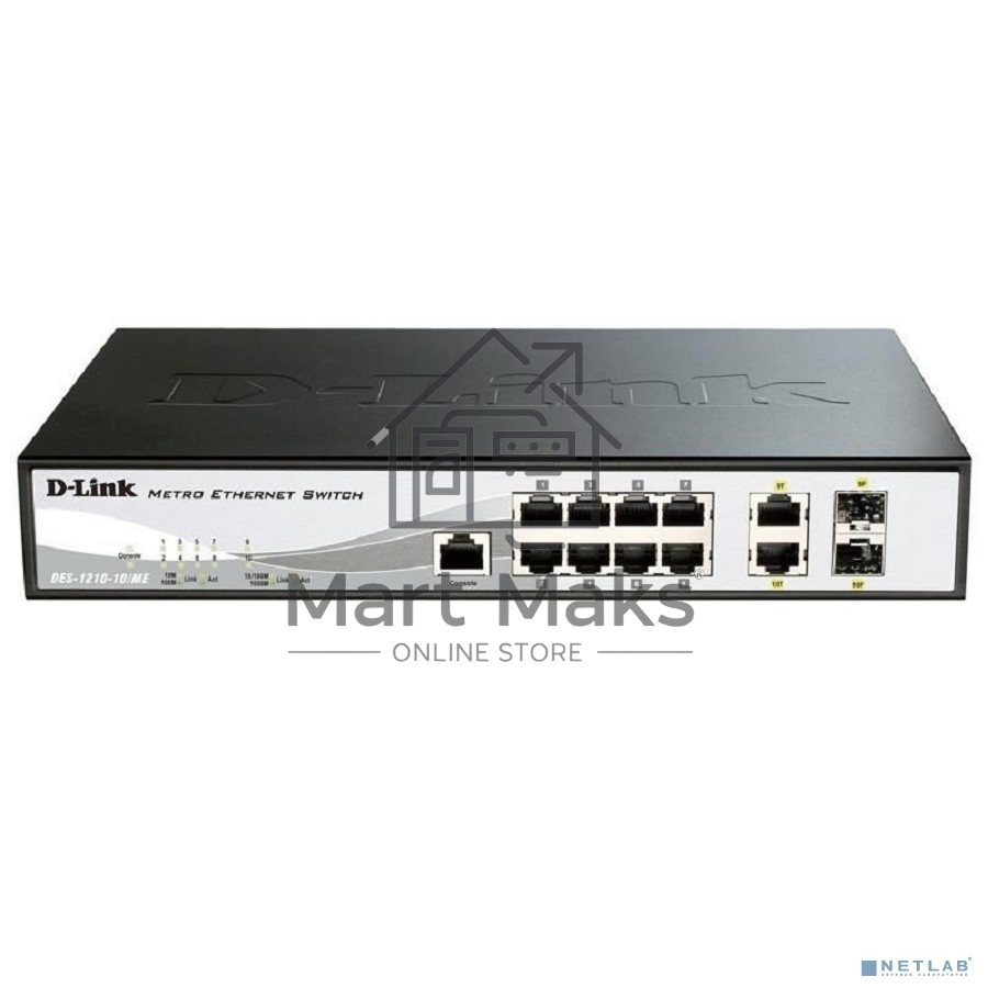 Коммутатор D-Link DGS-1210-10/ME/B2A 2 уровня с 8 портами 10/100/1000Base-T и 2 портами 1000Base-X SFP
