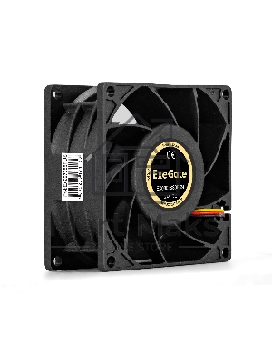 Вентилятор для корпуса ExeGate EX08038S3P-24 черный, 80 мм, 4500 об/мин, 43.2 дБ, 3 pin