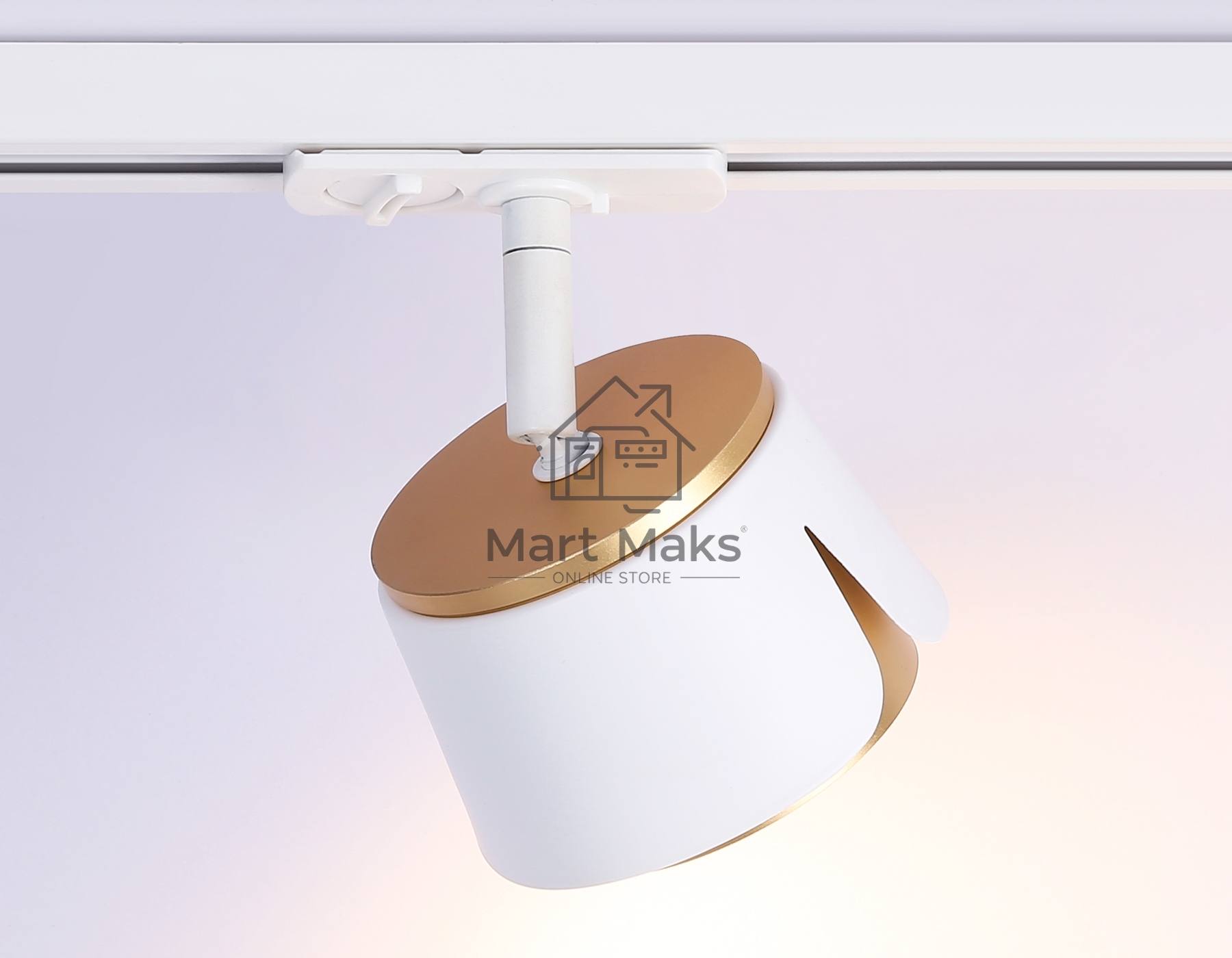 Трековый однофазный светильник Ambrella light GL5343 WH/GD белый/золото GX53 D100*66
