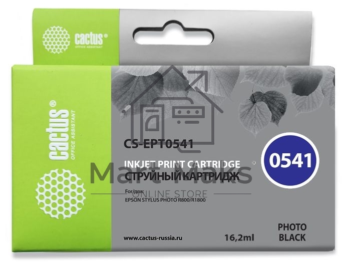 Картридж струйный Cactus CS-EPT0541 черный (16,2 мл) для Epson Stylus Photo R800/ R1800