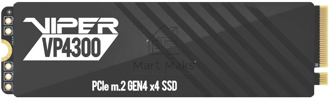 Накопитель SSD Patriot Viper VP4300, 2Tb, PCIe 4.0 x4, M.2 2280, NVMe, R/W 7400/6800, с радиатором