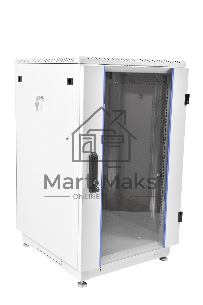 Шкаф коммутационный ЦМО ШТК-М-18.6.6-1ААА 18U 600x600мм пер.дв.стекл задн.дв.стал.лист 2 бок.пан. направл.под закл.гайки 270кг серый