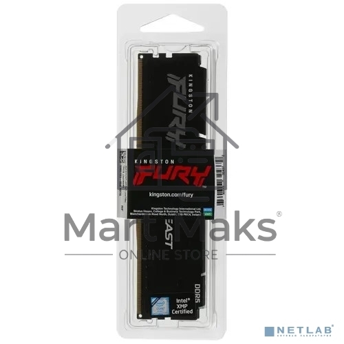 Оперативная память Kingston Fury Beast, DDR5, 16GB (1x16 GB), 5200 MHz, CL40, DIMM, с радиатором, черный
