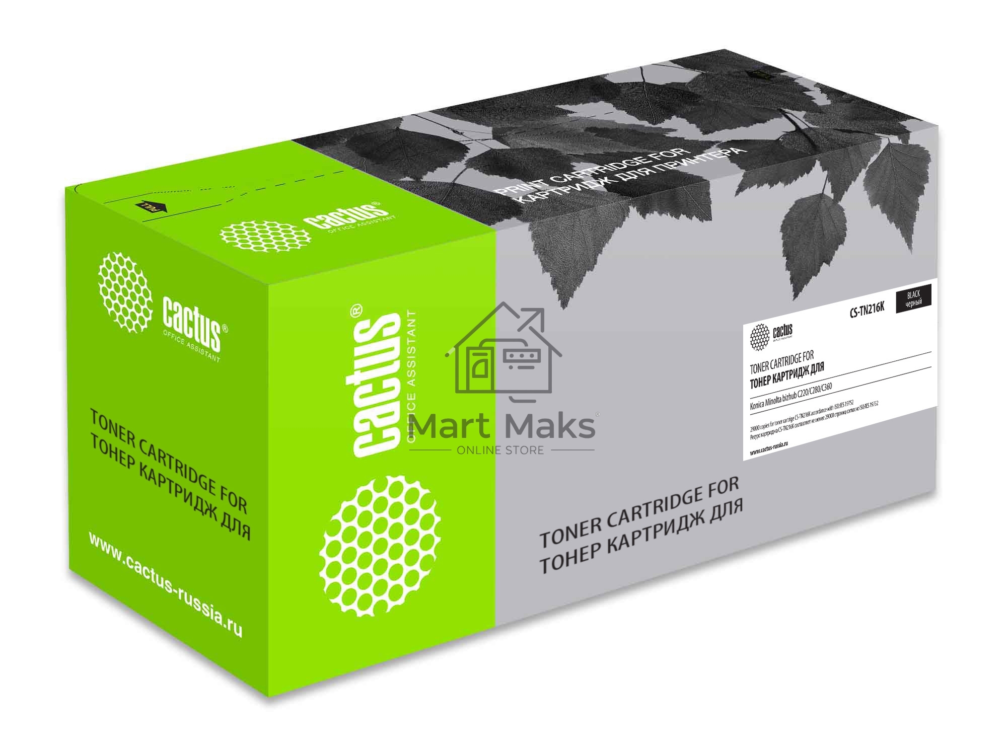Картридж лазерный Cactus CS-TN216K черный (29000стр.) для Konica Minolta bizhub C220/C280/C360