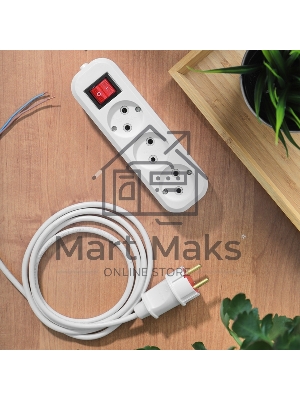 Колодка Rexant 3 гнезда с кнопкой без заземления