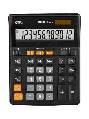 Калькулятор настольный Deli EM888 черный 12-разр.