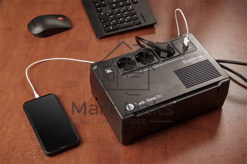 Источник бесперебойного питания Systeme Electriс Back-Save, 800VA/480W, 230V, Line-Interactive, AVR, 3xSchuko, USB charge(type A), USB