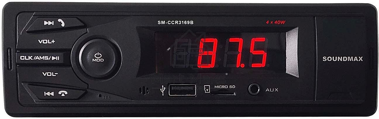 Автомагнитола Soundmax SM-CCR3169B 1DIN 4x40Вт (SM-CCR3169B(черный))