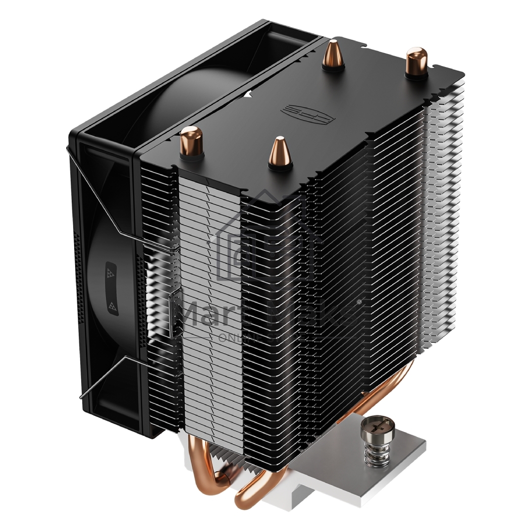 Кулер для процессора PCCooler R200 S115X/1200/1700/AM4/AM5 (TDP 110W, 90mm Non LED Fan, 2 тепловые трубки 6мм, 2200RPM, 28,3dBa)