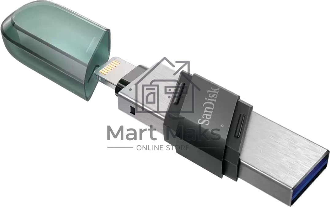 Флешка USB R/W Sandisk 256Gb iXpand Flip SDIX90N-256G-GN6NE USB3.1 зеленый/серебристый