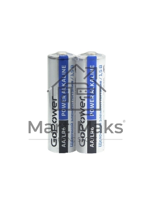 Батарейка GoPower LR6 AA Shrink 2 Alkaline 1.5V (2/40/800) коробка (40 шт.)