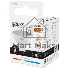 Лампа светодиодная Gauss Elementary 13511 11Вт цок.:GU5.3 софит 180B св.свеч.бел.теп. MR16 (упак.:10шт)