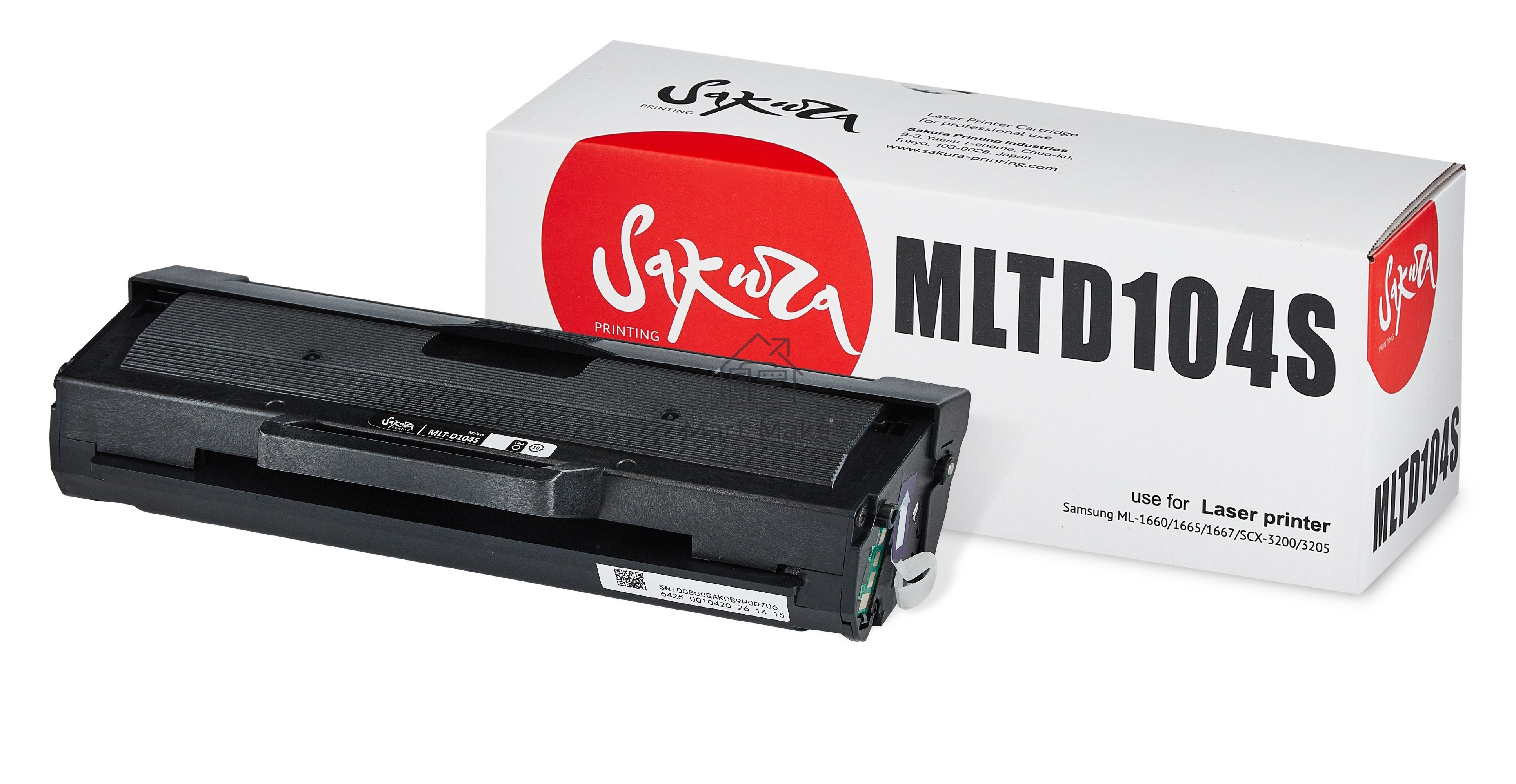 Комплект MLTD104S Sakura из 2х картриджей для Samsung, черный, 1500 к.