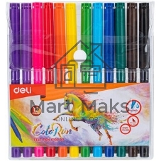 Фломастеры Deli EC156-12 ColoRun 12 цветов, пластиковая туба