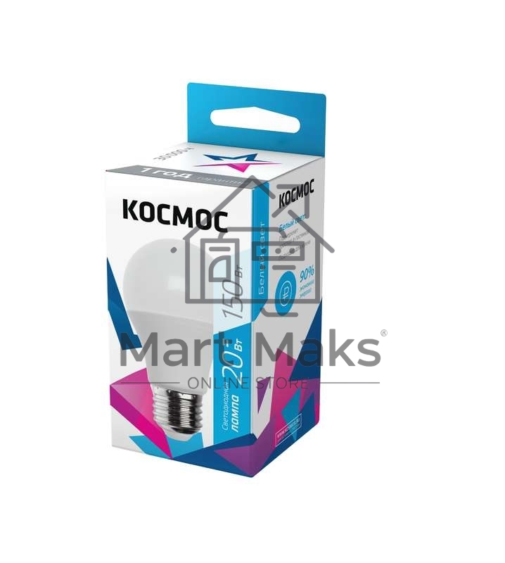 Лампа светодиодная LED BASIC A65/A60 20Вт 220В E27 4500К КОСМОС LkecLED20wA60E2745/LkecLED20wA65E2745