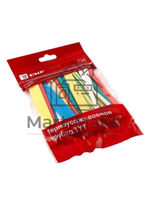 Термоусаживаемая трубка EKF tut-n-6 ТУТ 6/3 набор:7 цветов по 3шт. 100мм. EKF PROxima