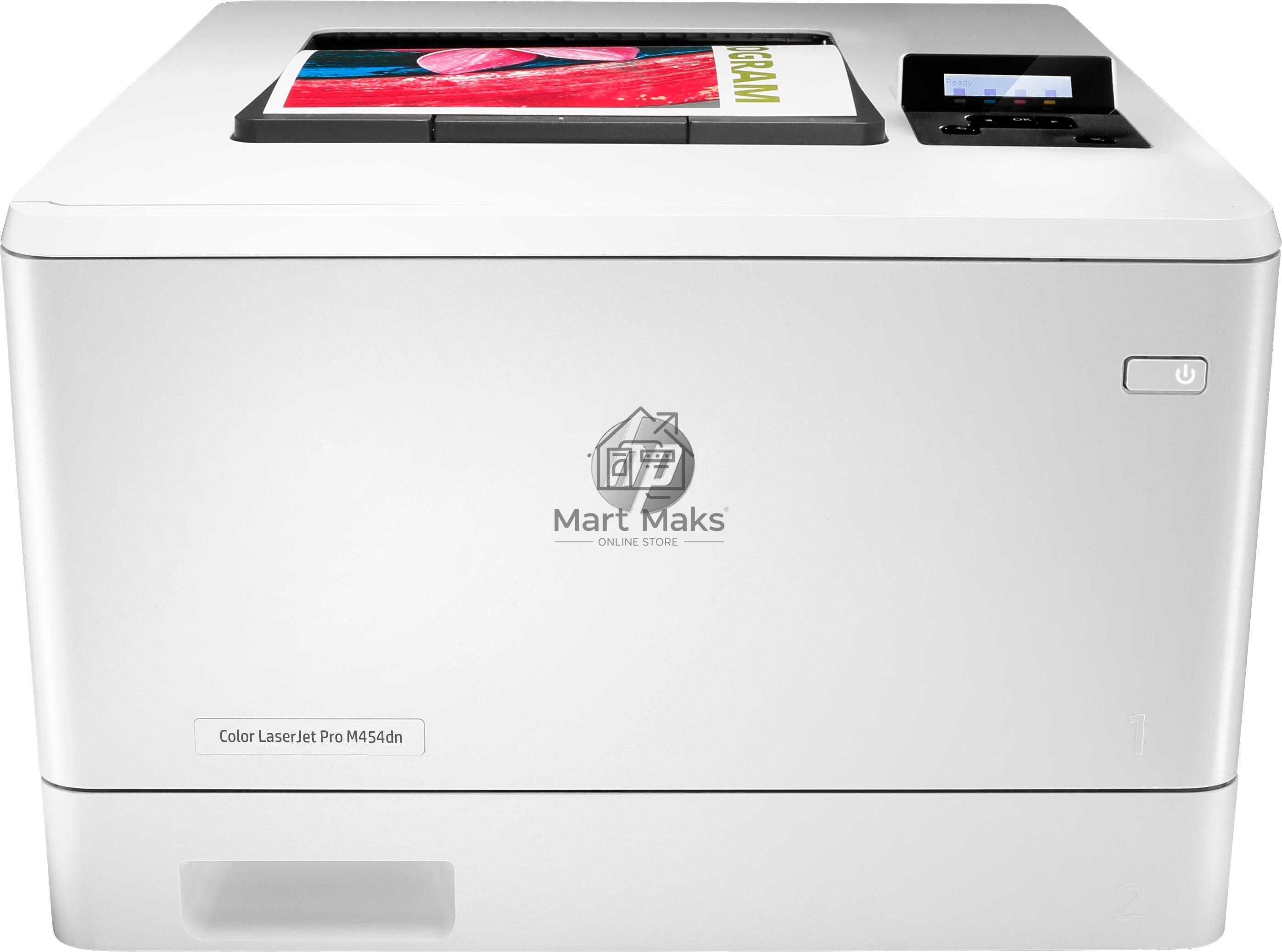 Принтер лазерный HP Color LaserJet Pro M454dn (W1Y44A), А4, цветной, печ. до 27 стр/мин., 600 x 600 dpi, USB, RJ-45, Air Print, Mopria