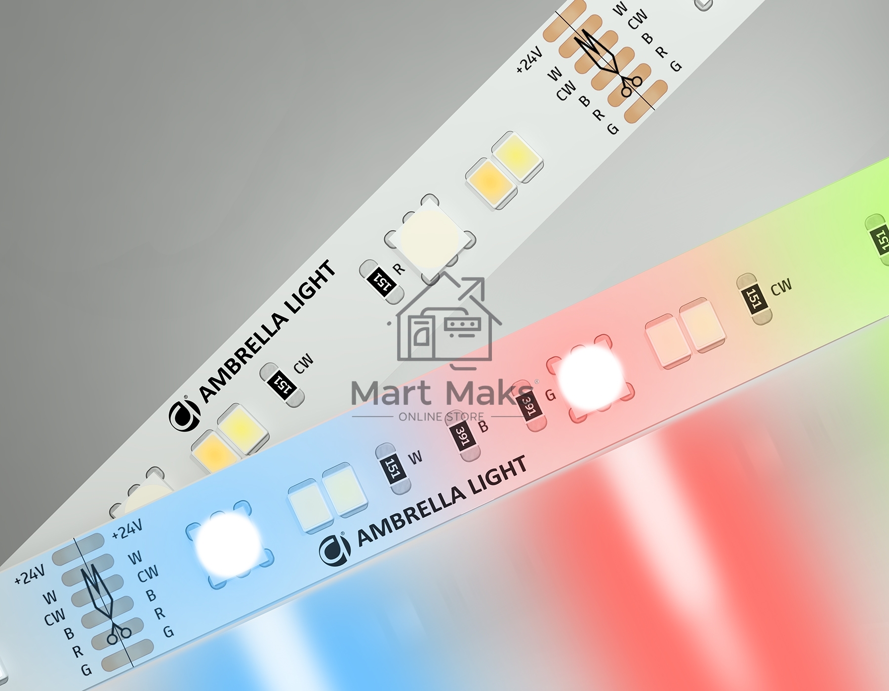 Светодиодная лента Ambrella light GS4501 5050+2835 90Led/ 13W m/ 24V IP20 RGB+CCT 3000-6500K/5000*12*1.87mm (6 конт.)
