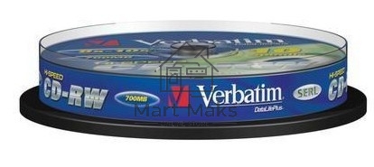 Диск CD-RW Verbatim 700Mb 10x Cake Box (10шт) (43480)