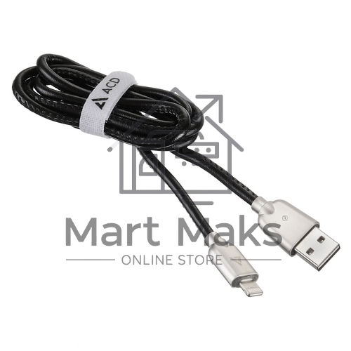 Кабель USB ACD-Allure Lightning ~ USB-A Кожа, 1м, черный (ACD-U926-P5B)