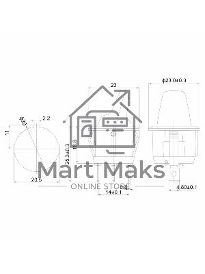 Выключатель клавишный Rexant круглый 12V 16А (3с) ON-OFF синий с подсветкой