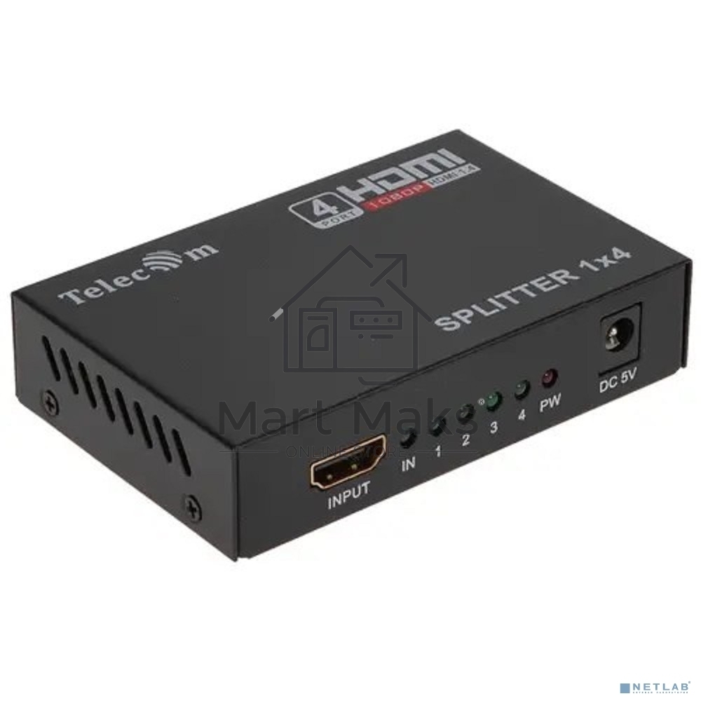 Разветвитель HDMI 1=>4 Telecom <TTS5020>, каскадируемый, 1.4v+3D