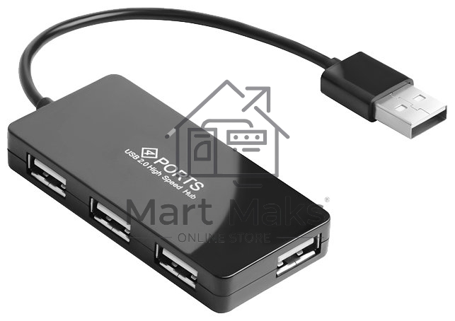 Хаб Greenconnect USB 2.0 GCR-UH244B на 4 порта 0,15m, black (GCR-UH244B)