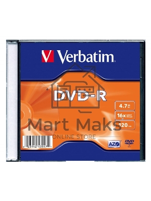 Диск DVD-R Verbatim 16-x, 4.7 Gb, (уп 20 шт) (43547)