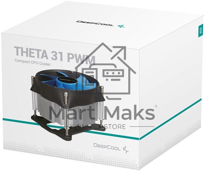 Кулер для процессора DEEPCOOL THETA 31 PWM 1700 черный/синий, 92 мм, алюминий/медь, 2400 об/мин, 30.3 дБ, 4 pin, 95 Вт, 66 мм