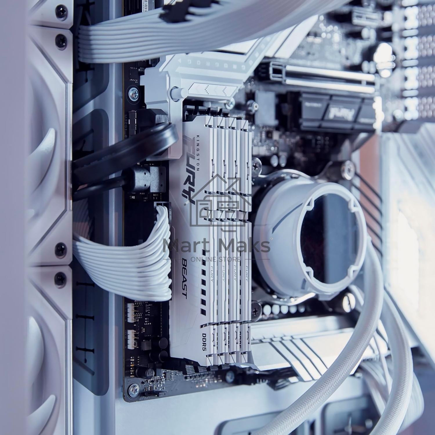 Оперативная память Kingston Fury Beast, DDR5, 128Gb (4x32GB), 5200MHz, CL40, DIMM, радиатор, белый