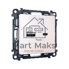 Комплект механизма розетки ALFA Жемчуг 2USB A+C 20W (быстрая зарядка) QUANT (AP2110, VM177) MA211010