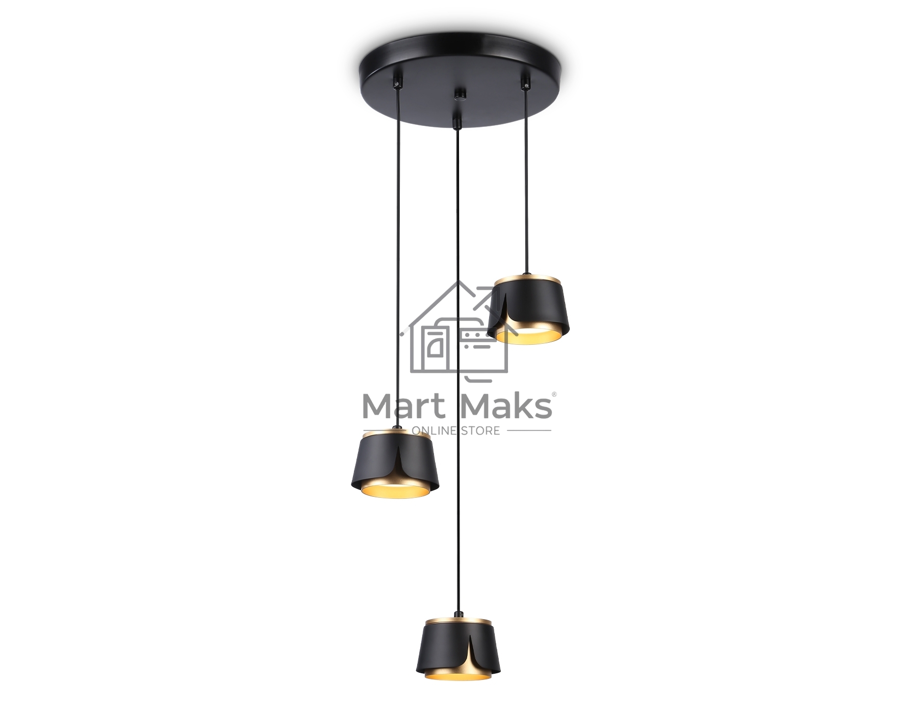 Светильник Ambrella light TN71252/3 BK/GD черный/золото GX53/3 D250*1090