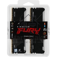 Оперативная память Kingston Fury Beast, DDR4, 16GB (2x8GB), 3200MHz, CL16, DIMM, с радиатором, RGB, черный
