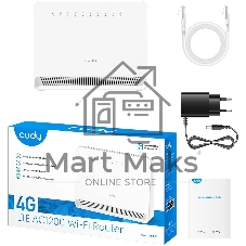 Маршрутизатор CUDY AC1200 Wi-Fi 4G LTE Cat.4 Router, AC1200 Wi-Fi, build-in 4G LTE modem, 4 10/100M RJ45 Ports, Nano SIM Slot, 300Mbps at 2.4GHz + 867Mbps at 5GHz, Internal antennas, PPTP/L2TP/OpenVPN/WireGuard VPN, DNS over Cloudflare/Google/Quad9, DDNS, SMS, Band locking, TR069/TR098/TR111/TR181, Cudy Mesh Support, LTE-FDD: B1/3/5/7/8/20/28; LTE-TDD: B38/40/41;WCDMA: B1/5/8/8